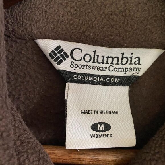 Columbia Women's Brown Full Zip Fleece Zipper Pockets Jacket Sweater Size Medium - Picture 2 of 9